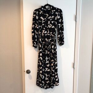 Women's Zara Elegant Black and White Patterned Dress Size Small